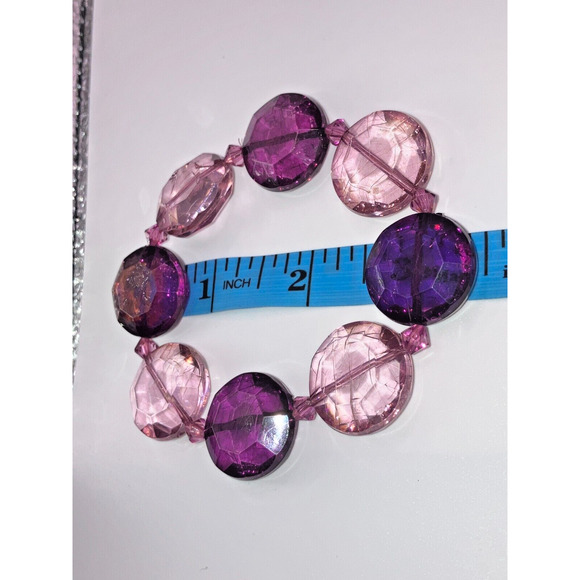 Large Purple & Lavender Glass Crystal Stretch 7 Inch Bracelet! - Picture 10 of 10